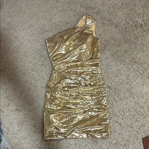Gold One-Shoulder Dress